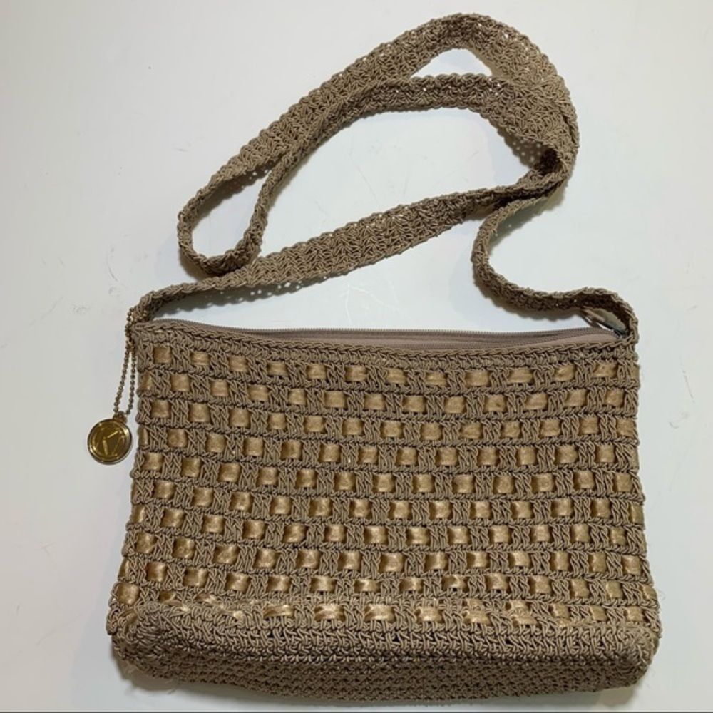Kathy Ireland Tan Crotched‎ Crossbody Purse